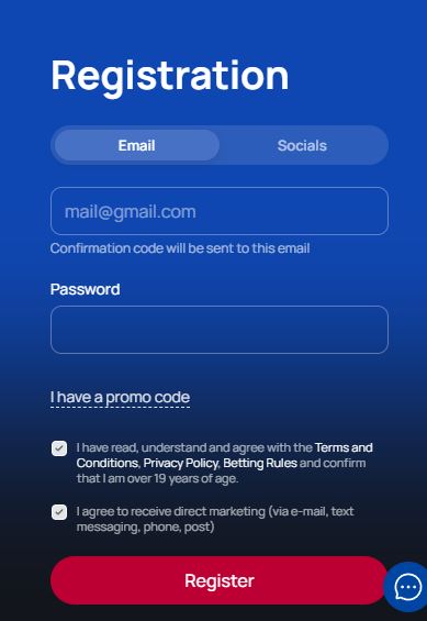 Register a new account with your email and use a promo code to get extra rewards